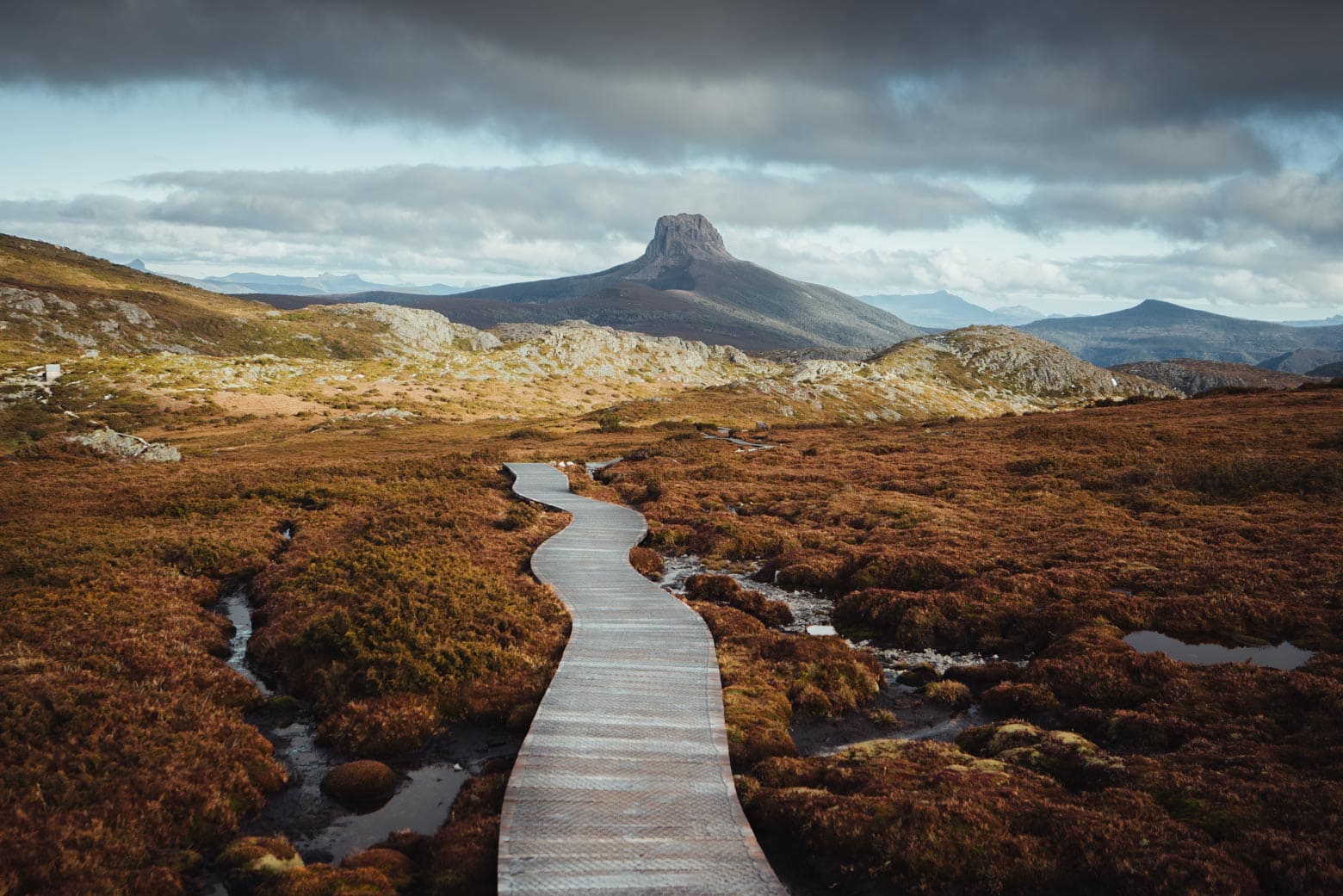 Looking to Barn Bluff on the Overland Track on your Lap of Tasmania road trip