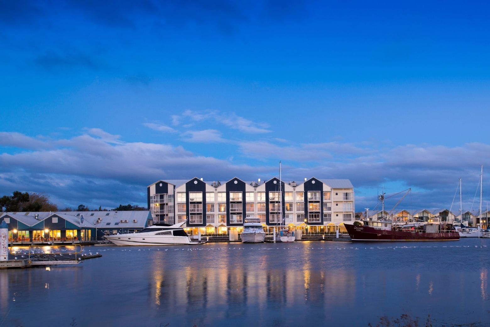 Peppers Seaport at night