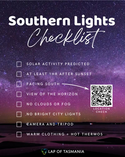 Southern Lights in Tasmania Checklist
